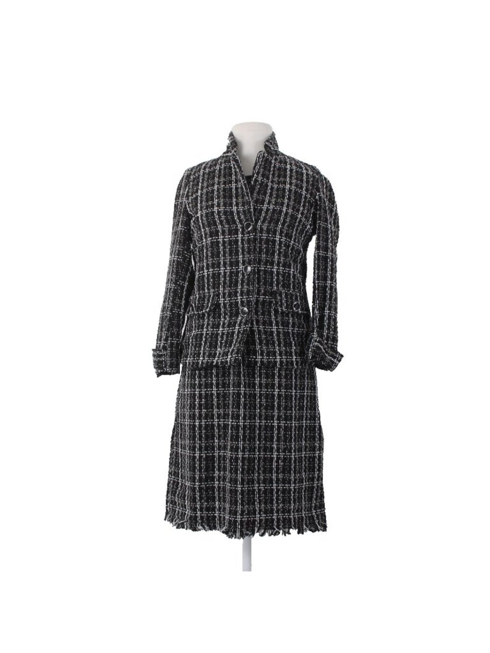 NY Collection Dress Suit Sz S Black White Silver 2 Piece Polyester Cotton Dress
